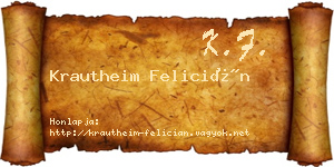 Krautheim Felicián névjegykártya